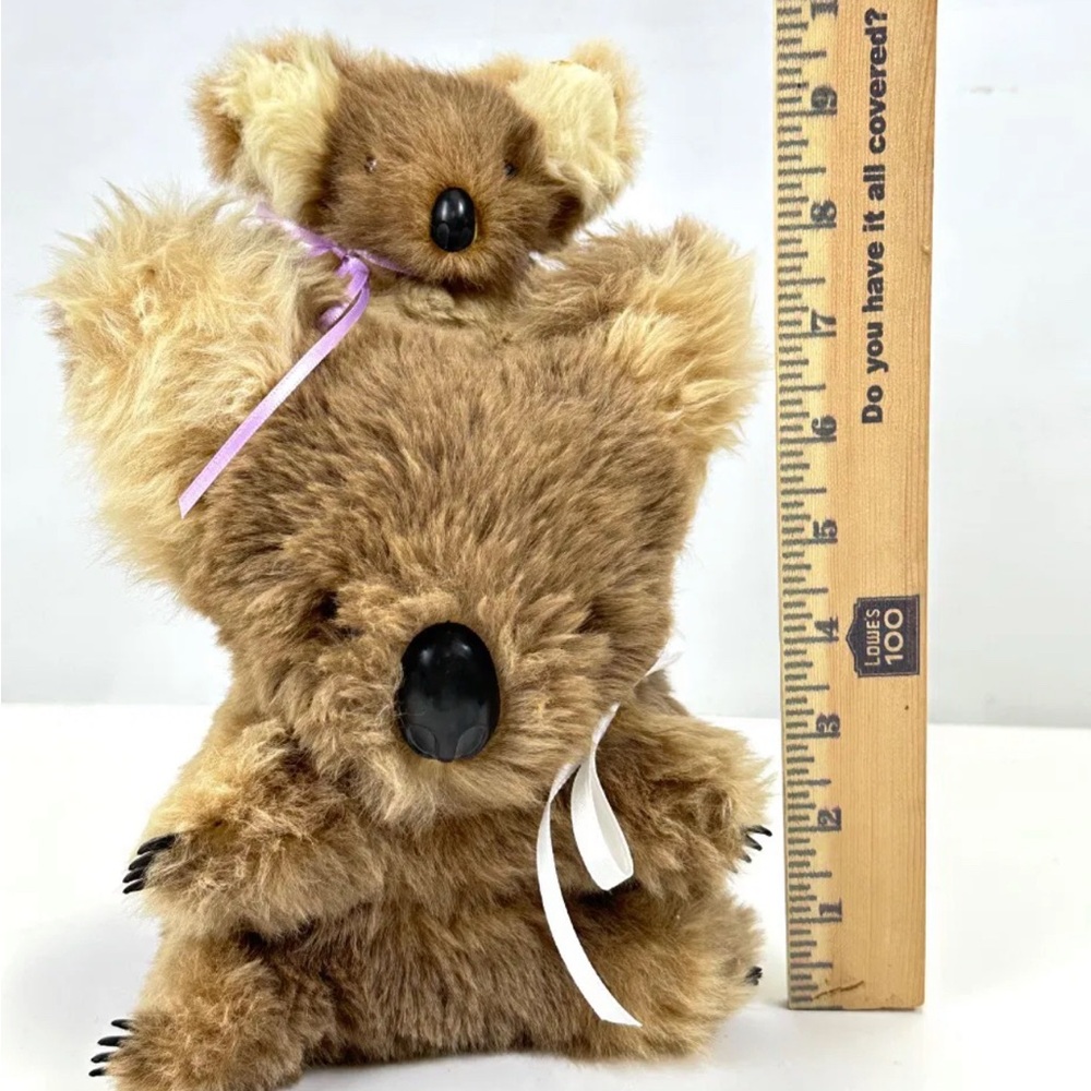 Adorable vintage mom and baby koala Plush Koala Toy, real fur and skin